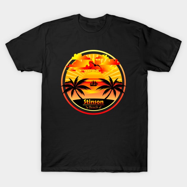 Stinson Beach, Palm Trees Sunset, California Summer T-Shirt by Jahmar Anderson